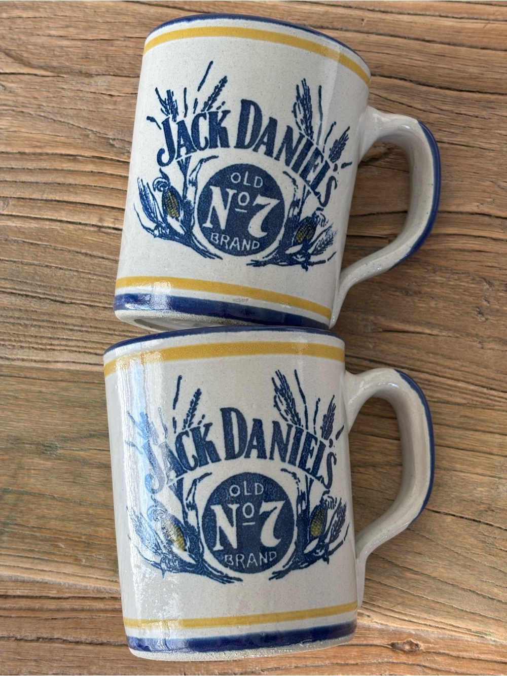 Vintage Jack Daniels Stoneware Ceramic "Hot Toddy" Coffee Mugs Two